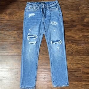 Blue ripped boyfriend jeans